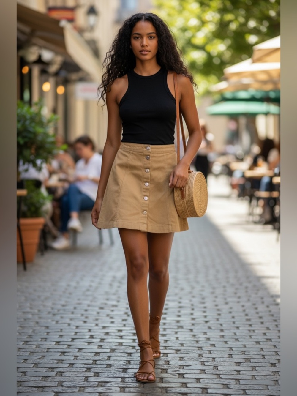 Divided H&M Mustard Yellow Denim A-Line Skirt Button Front Mini Size 4